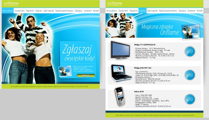 web page made for Oriflame substancja.pl